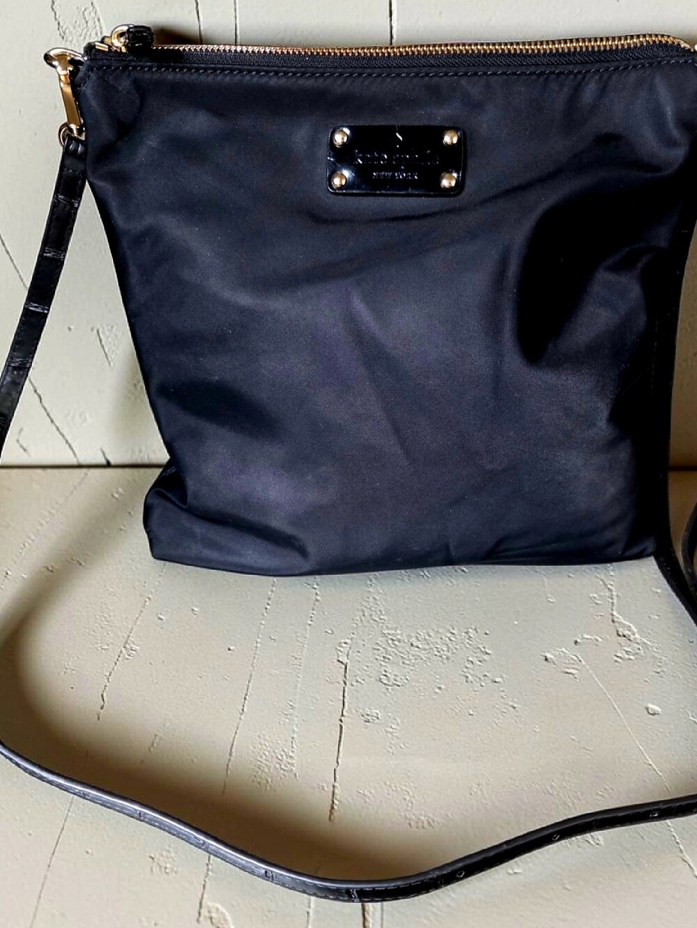 kate spade Black Nylon Crossbody with Gold Hardware